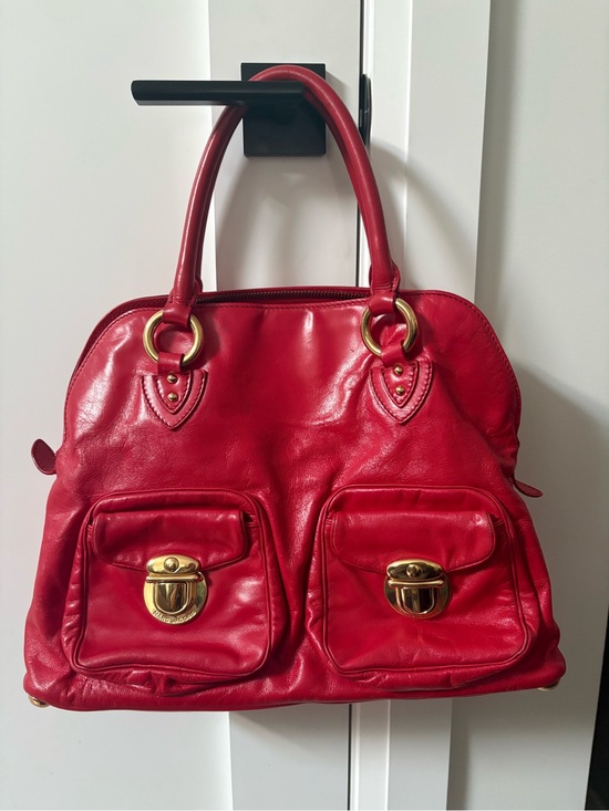 Marc Jacobs Handbags - Marc Jacobs Red Leather Satchel with Gold Hardware